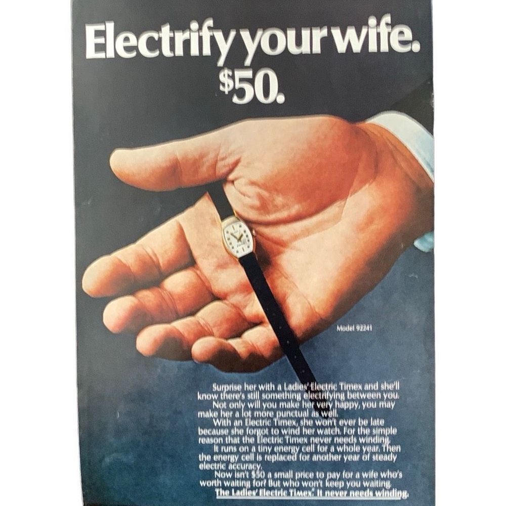 Vintage 1969 Timex Electrify your Wife $50 Ad Advertisement